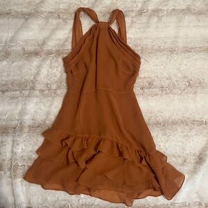 Kendall & Kylie Brown Ruffled Mini Dress